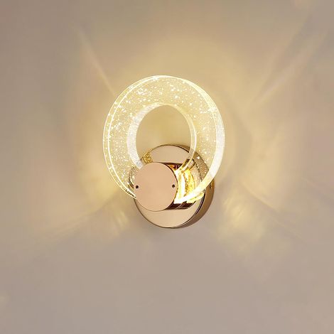 CCYKXA Crystal Wall Sconces, Modern Style LED Indoor Wall Lights, Gold Wall Sconce with 3 Colors for Living Room, Bathroom, Bedroom, Bedside, Porch (1/5)