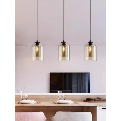 Petite Suspension en Verre Couleur Cognac, Design Simple et Créatif, Luminaire Déco pour Café, Restaurant, Chambre à Coucher ou Lampe de Chevet