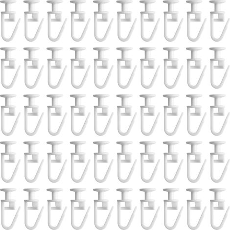 Lot de 100 crochets de rideaux pour rails - En plastique - Blanc - Pour caravane, camping-car (1/5)