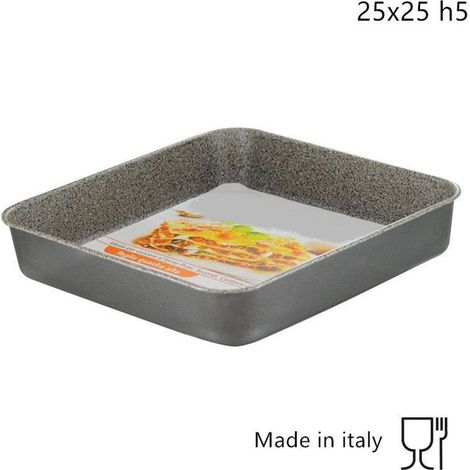 TRADE SHOP - Teglia Quadra Alta H5cm Con Rivestimento Antiaderente Antigraffio Da Forno 3 Misure -    -25X25 cm   -