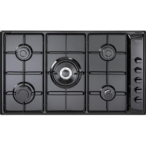 Delonghi – Plaque de cuisson intégrée 90 cm – Gaz 5 foyers – Noir – Commande rotative en haut à droite – Certification CE (1/2)
