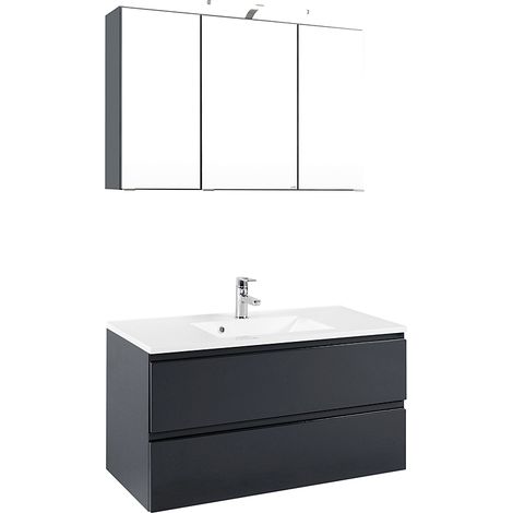 Waschplatz Set COMO-03, Hochglanz grau, B x H x T ca.: 100 x 200 x 47cm (1/5)