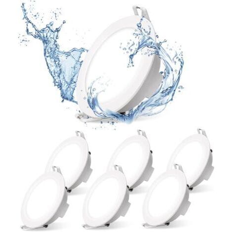 Spot LED Encastrable Extra Plat, 4.8W 560LM, IP65 Pour Salle de Bain et Douche, Bianco, Lumière Blanche Froide 6500K, Trou Φ68 mm, AC220-240V, Lot de 6 (1/5)