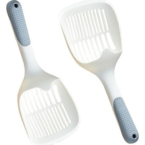 Lot de 2 pelles à litière avec manche antidérapant, nettoyage facile pour bac à litière de chat (1/5)