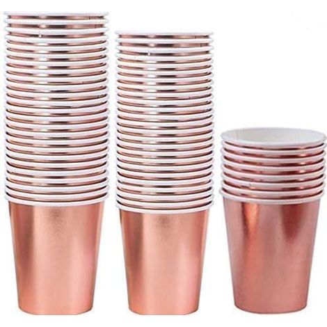 Lot 100 Gobelets, Papier doré, 9 oz, Biodégradable, Mariage, Anniversaire