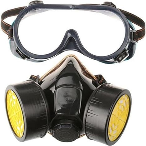 Masque de à gaz avec 2 filtres à charbon actif Qualité professionnelle Protection contre la poussière, les pesticides, le formaldéhyde et la peinture (1/5)