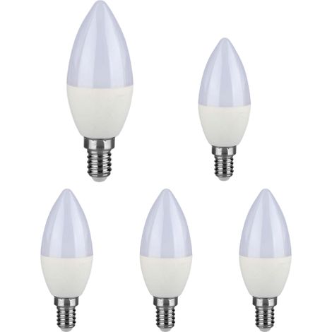 Lot de 5 Ampoules LED Flamme E14 C37 2,9W V-TAC VT-2323 - 180 ° - Blanc neutre - 4000K (1/5)