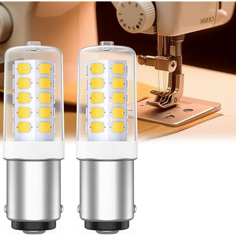 Ampoule de machine à coudre LED B15D, 4W remplace les ampoules 15W-30W, Blanc chaud 3000K, 220-240V, lot de 2, non dimmable (1/5)