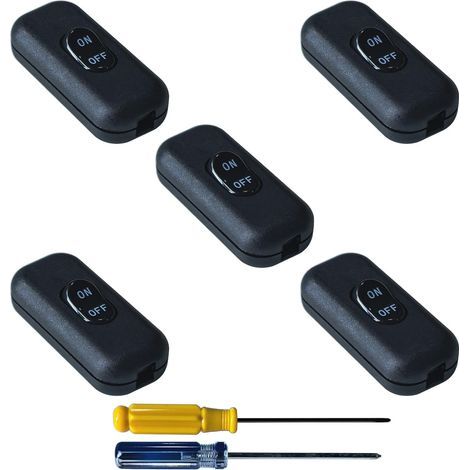 5 Pièces Interrupteur Lampe de Chevet ON OFF Interrupteurs à Bascule Noir Remplacement du Commutateur en Ligne Intermédiaires Bi-Polaires 6A 250V, pour Petit Appareil, Lampe de Bureau (1/5)