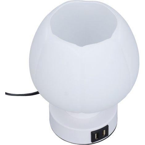 Lampe de table tactile à 3 niveaux de luminosité, lumière chaude 3000K, douille E26, 2 ports USB, abat-jour en verre, lampe de chevet pour chambre ou salon. (1/5)