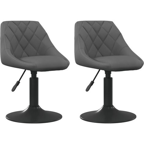 Juego de 2 sillas de comedor giratorias en terciopelo gris oscuro y estructura de acero negro DEC025192 (1/5)