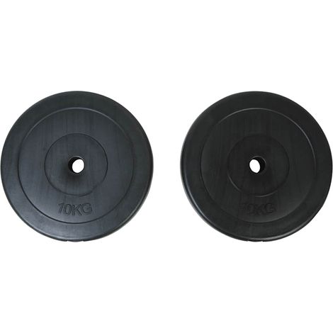 Plaques de poids musculation 2 x 10 kg revêtement plastique robuste diamètre 31,5 cm - PANGIVO (1/2)
