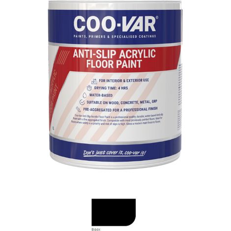 CooVar Anti Slip Acrylic Floor Paint - Black - 2.5 Litre
