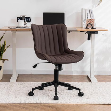 Bürostuhl Ergonomisch Höhenverstellbar PU Leder Rollen Braun (1/5)