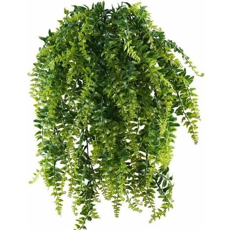 2pcs Fougère Artificielle Tombante 90cm Plante Tombante Plastique Lierre Artificiel Guirlande Feuille Verte Liane à Suspendre Fausse Fougere de Boston pour Mur Maison Panier Suspendu Décor Fonepro (1/5)
