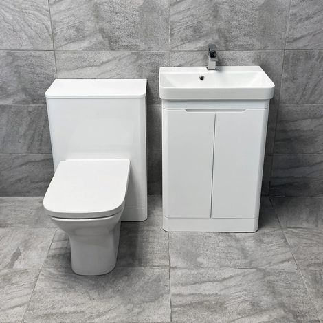 Vanity Basin Sink WC Unit Bathroom Set Anthracite or Gloss White Ross 550mm Unit, Anthracite Vanity Set-No Tap (1/5)