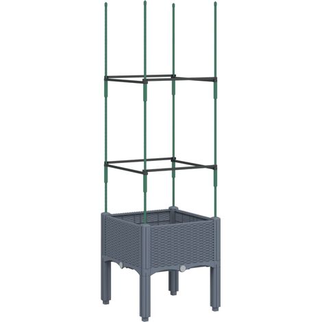 Fioriera rialzata per aiuola fioriera per terrazza giardino con traliccio 40 x 40 x 1425 cm PP grigio 020038295