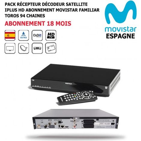 Pack Récepteur Décodeur Satellite iPlus HD + Abonnement TV Espagnol Movistar Familiar Toros 18 mois 94 Chaînes (1/5)