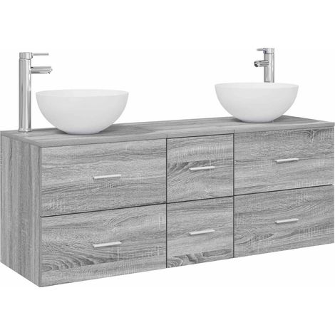 Bathroom Cabinet Set 3 pcs Grey Sonoma 49.5 x 35 x 63 cm vidaXL (1/5)