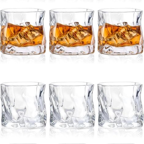 6 Pièce Verres Transparents, Verre à Whisky en Cristal Irrégulier, Verres à Jus, Transparent, Design Unique, pour la Maison, Bar, Restaurant, Hôtel(200ml) (1/5)