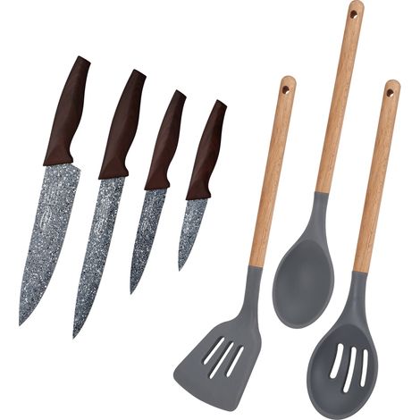 Set de cuchillos de cocina San Ignacio daimiel revestimiento mármol mango madera (1/5)