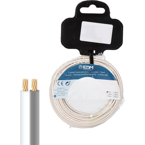 Spule mit parallelem Audiokabel 2x0,75mm² weiß und grau (5m Länge)