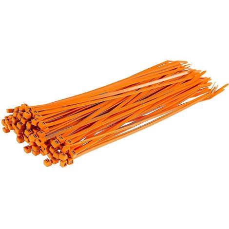 Lange, robuste silberne Kabelbinder, 370 mm x 4,8 mm, 100er-Packung, aus hochwertigem Nylon, 300 mm x 3,6 mm Reißverschluss, orange (1/5)
