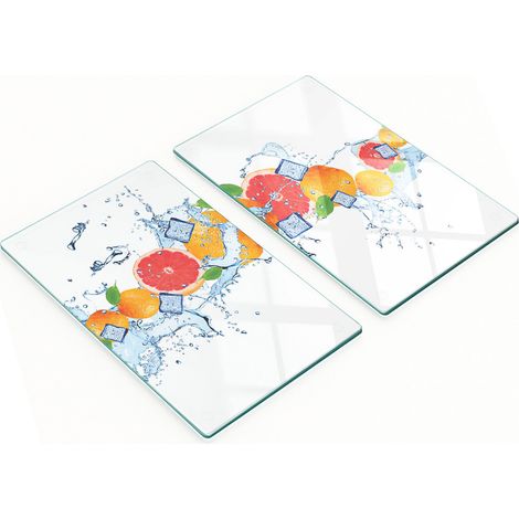 Tableaux en verre élégants et résistants avec motif d'eau et de pamplemousse 2x30x52 cm (1/5)