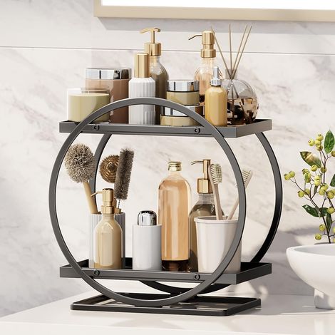 Étagère de rangement pour salle de bain, étagères de cuisine, organisateur de cuisine, étagère de rangement de cuisine, organisateur d'étagère, organisateur de placard de cuisine (noir) (1/5)