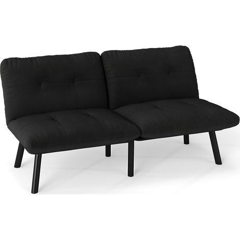 Divano letto pieghevole nero in velluto con struttura in metallo 160 x 102 x 78 cm (1/5)