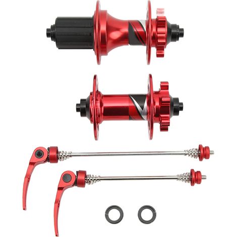 Moyeu de frein à disque pour vélo, 32 trous, 6 cliquets, blocage rapide, en alliage d'aluminium, rouge, pour VTT (1/5)