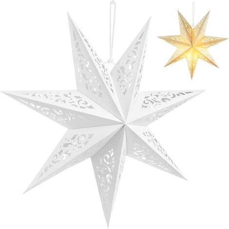 10pièces Élégant Abat-jour Papier Étoile Pour Décoration De Fête Couverture Lumineuse Festive Pour Chambre Salon Mariages Et Événements Spéciaux Blanc (1/5)