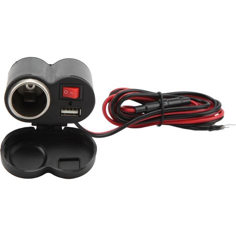 Chargeur de Téléphone de Guidon de Moto Prise Allume Cigare USB Unique LED Bleue Étanche pour Appareils Électroniques (1/4)