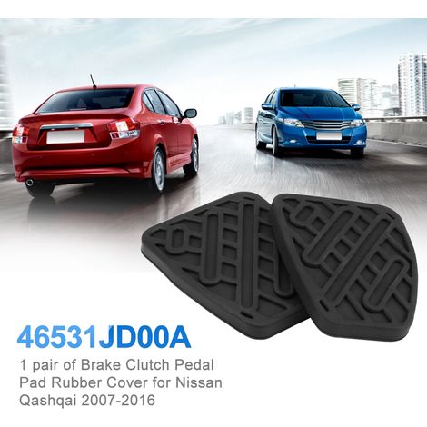 Paar Gummipads für Kupplungs- und Bremspedal, kompatibel mit Nissan Qashqai 2007-2016, Referenz 46531JD00A, rutschfest, schwarz, 2 Stück.