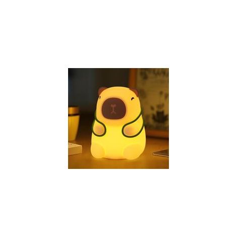 Veilleuse Enfant, Veilleuse Bébé Capybara, Lampe en Silicone LED avec Variateur et Minuterie, Lumière Blanc Chaud et RGB, Rechargeable Type C pour Décoration de Table de Chambre d'Enfant (1/5)