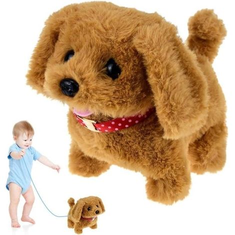 Chiens en peluche pour enfants de 1 à 6 ans, jouets pour promener les chiens, chiot musical en peluche, cadeaux pour enfants de 2 à 5 ans, peluches pour garçons, jouets pour bébés, couleur or. (1/5)
