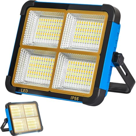 Projecteur LED Rechargeable, Lumière de Travail Lanterne Portable Étanche, Batterie Solaire pour Camping, Atelier, Extérieur, Garage, Cave, Urgence (1/5)