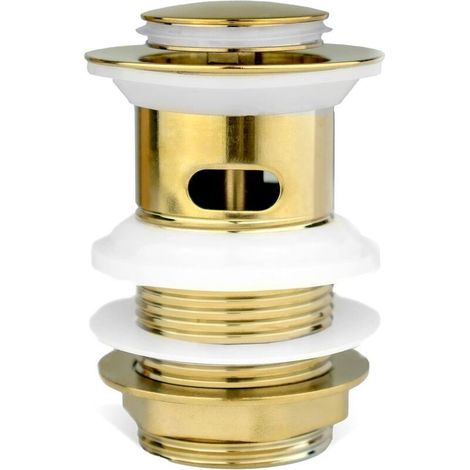 Drain de lavabo de remplacement à fentes en or Bouchon de lavabo de salle de bain escamotable en laiton de qualité supérieure Raccord standard G 1 1/4" BSP 1 pièce (1/4)