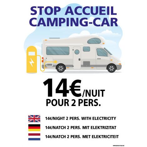 PANNEAU STOP ACCUEIL CAMPING-CAR (H0452) - Aluminium 2 mm - 300 x 420 mm (1/2)