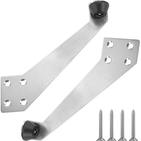 Butée de porte supérieure, butée de porte en acier inoxydable à 90 degrés avec amortisseur, butée en caoutchouc pour porte s'ouvrant vers l'intérieur ou l'extérieur (gauche + droite) (1/5)