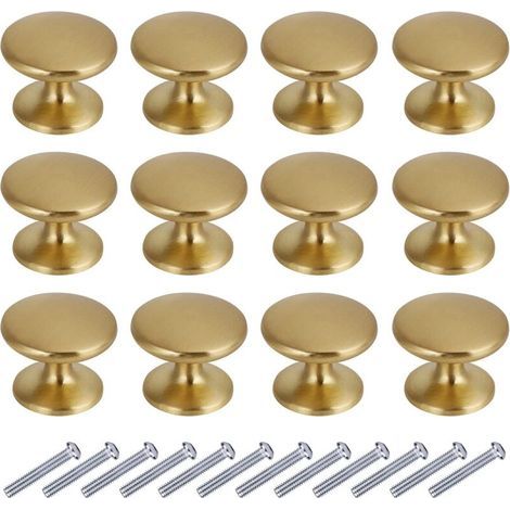 [JAMAIS UTILISÉ] Boutons de Porte Rond Boutons de Tiroir 27mm Poignées de Meuble pour Placard Armoire Cuisine (12, or) (1/4)