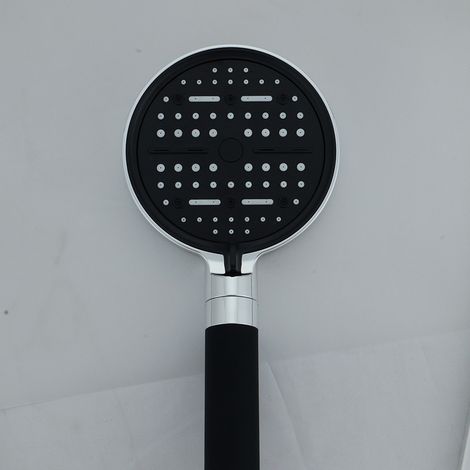 Pomme de douche 6 fonctions P44-A, bicolore noir et argent, 12,5 cm × 26 cm (1/5)