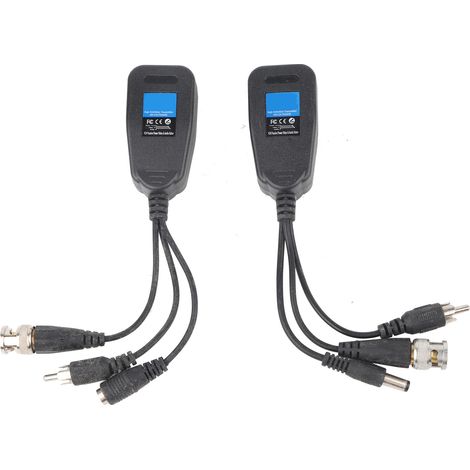 Transmetteur Vidéo Balun HD Compatible avec CVI/TVI/AHD - Set de 2 Pcs ABS Noir, Pour Surveillance (1/5)