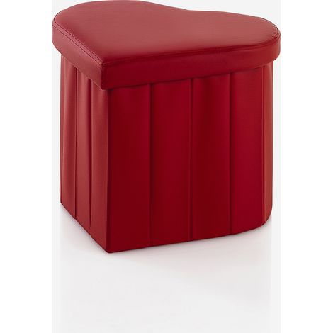 Pouf contenitore imbottito in similpelle Leif - Rosso (1/5)