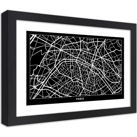 Quadro con cornice, Pianta della città Parigi - 30x20 (1/5)