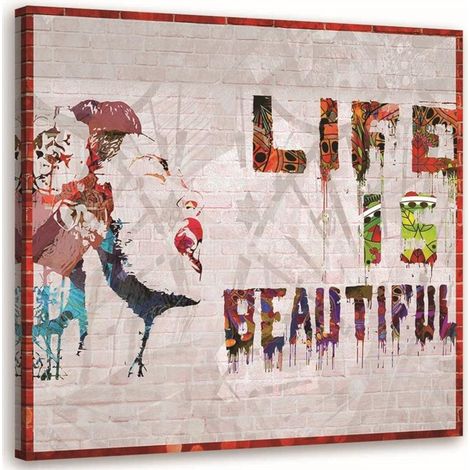 Tableau sur toile Banksy La vie est belle 40x40 (1/5)
