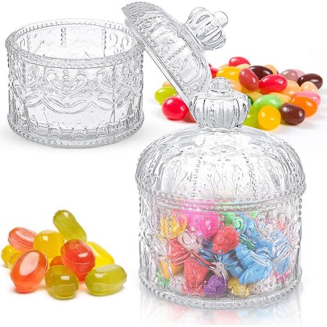 2er Set Transparente Bonbongläser mit Deckel luftdicht 300ml (1/5)