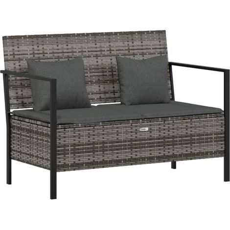 Maison Exclusive - Gartenbank 2-Sitzer mit Kissen Grau Poly Ratta