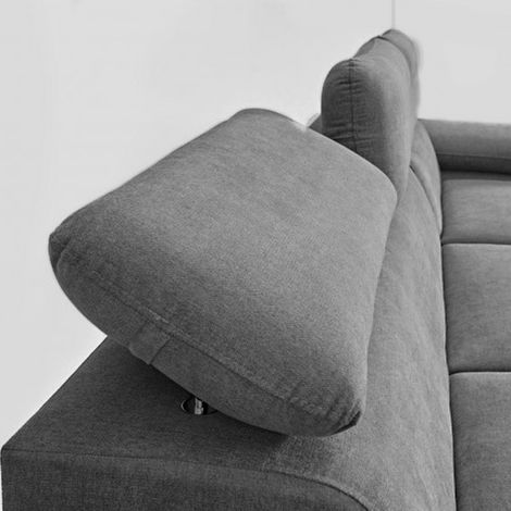 Casa Baoli – Canapé d'angle convertible 5 places tissu gris foncé – Méridienne droite – Coffre de rangement – Dimensions couchage 210x124cm — vue 4