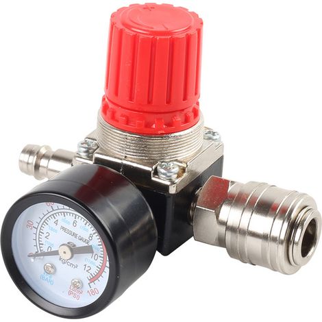 1/4" Luftkompressor-Druckregler (Vierwegeventil), Druckregelventil mit Anschluss, 140 psi 12 bar
